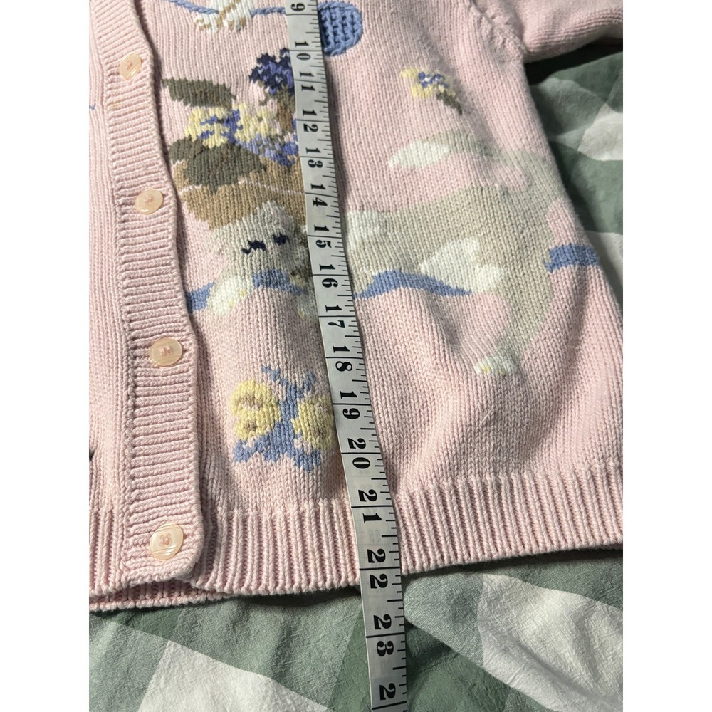 Northern Reflections Vintage Pink Cat Intarsia Cotton Cardigan Sweater Womens S - Picture 11 of 11